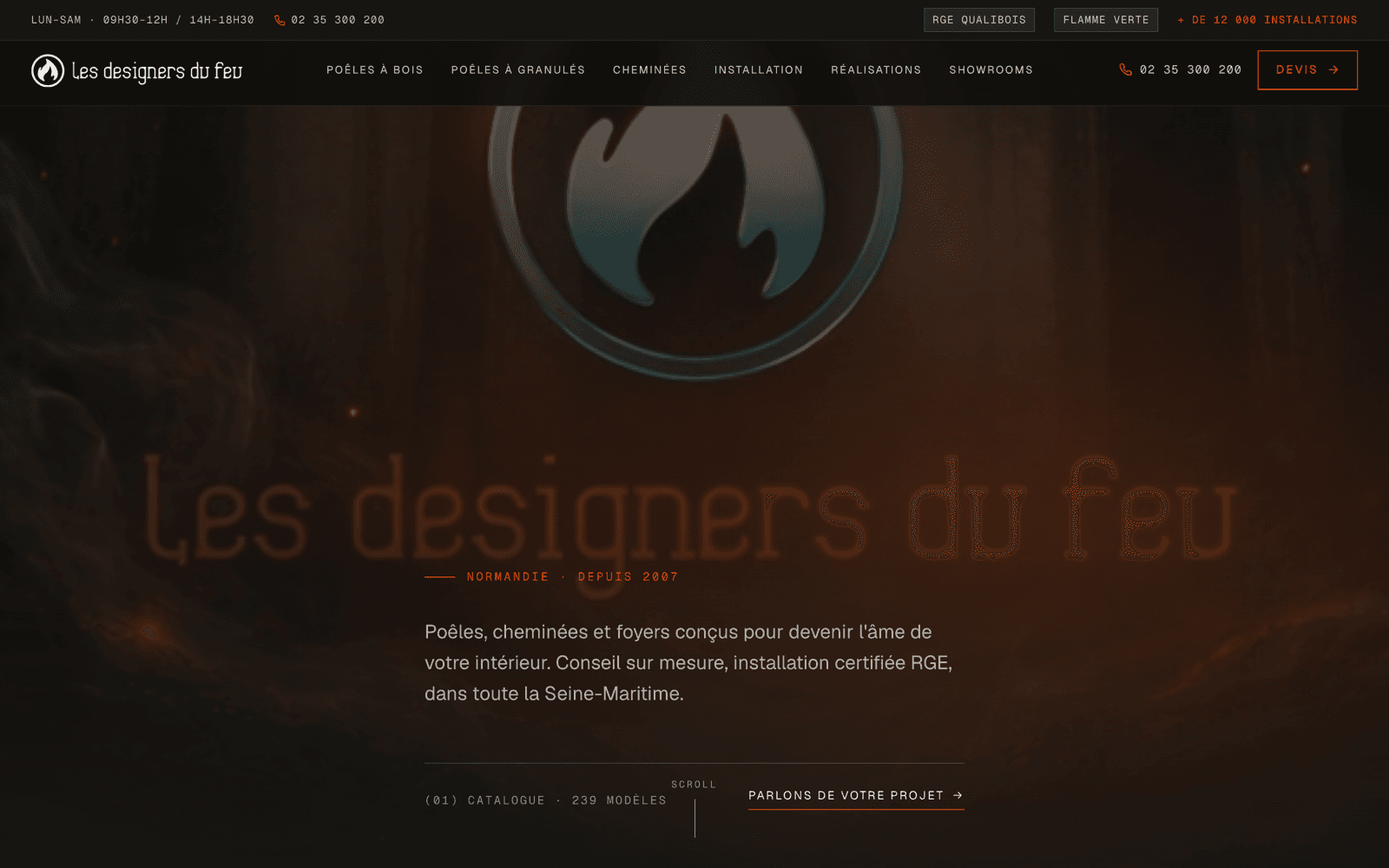 Les Designers du Feu — site réalisé par 7 Galaxy