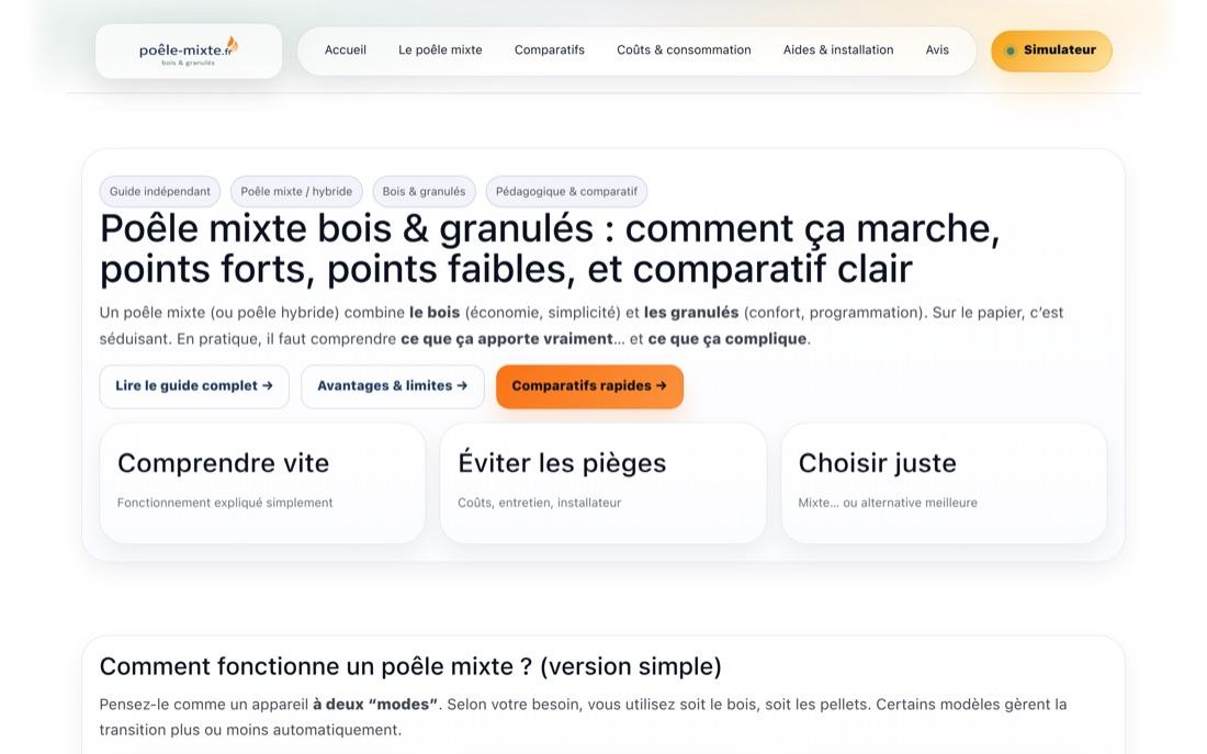 Capture du site poele-mixte.fr